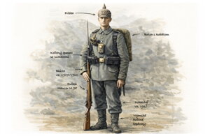 Vojak nemeckej armády na bojisku v Karpatoch 1914/1915 (výstroj a výzbroj)
