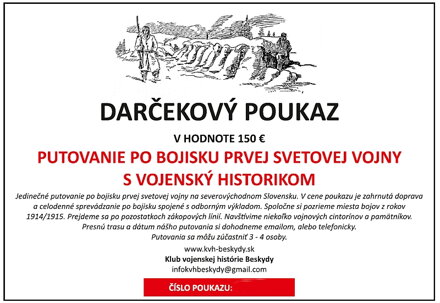 Darčekový poukaz: Putovanie po stopách prvej svetovej vojny s vojenským historikom 