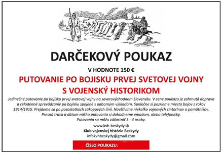 Darčekový poukaz: Putovanie po stopách prvej svetovej vojny s vojenským historikom 